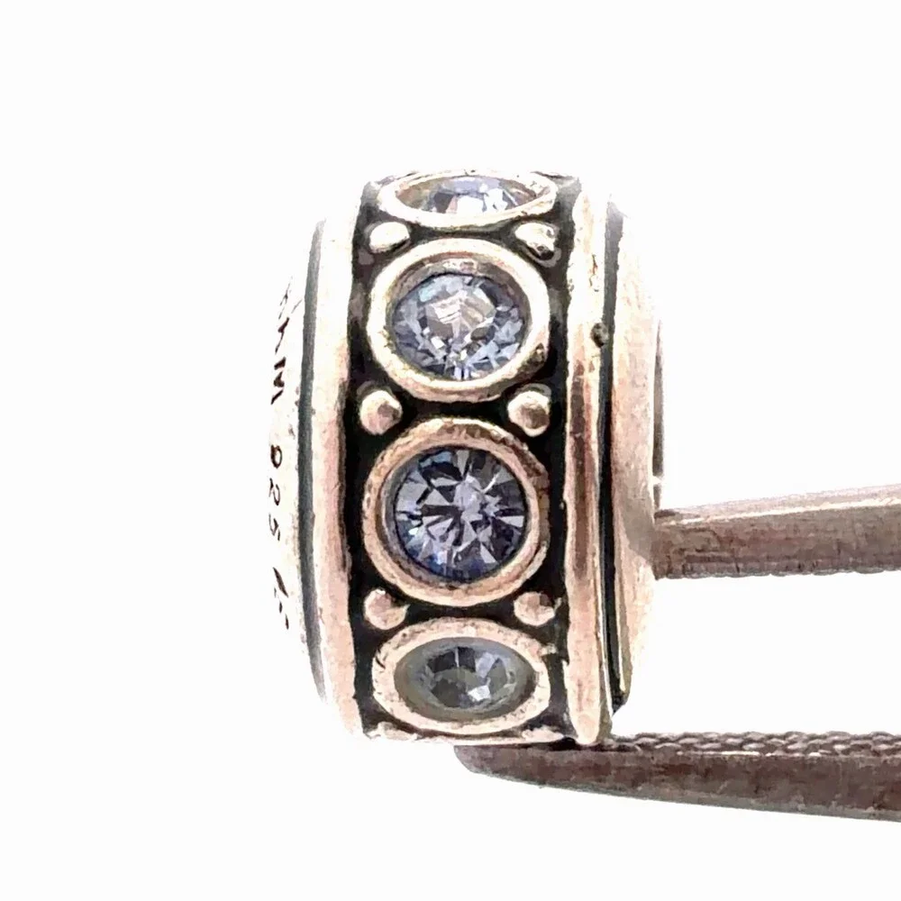 Designer Chamilia Sterling Silver Classic Round Light Blue Cubic Zirconia Charm